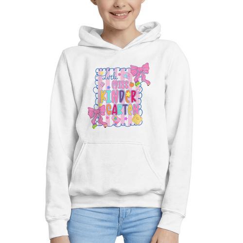 Little Miss Kindergarten Kids Girls Coquette Back To School Graphic Youth Hoodie - Savourry
