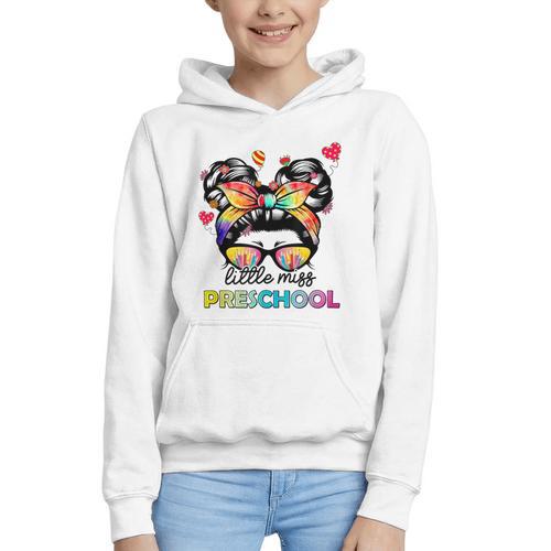Little Miss Preschool Back To School Messy Kids Girls Graphic Youth Hoodie - Savourry
