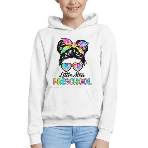Little Miss Preschool First Day Back To School Girls Kids Graphic Youth Hoodie - Savourry