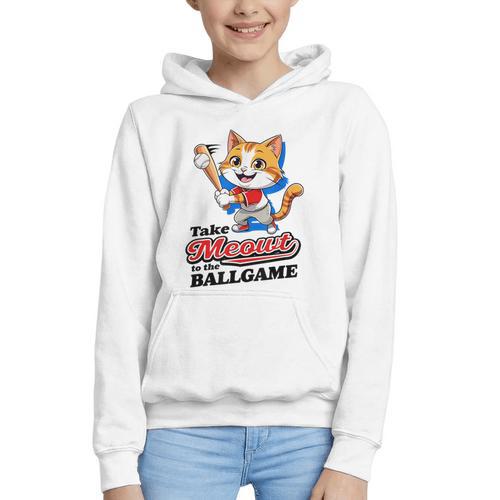 Take Meowt To The Ball Game Tee Slugger Cat Baseball Graphic Youth Hoodie - Sportilla