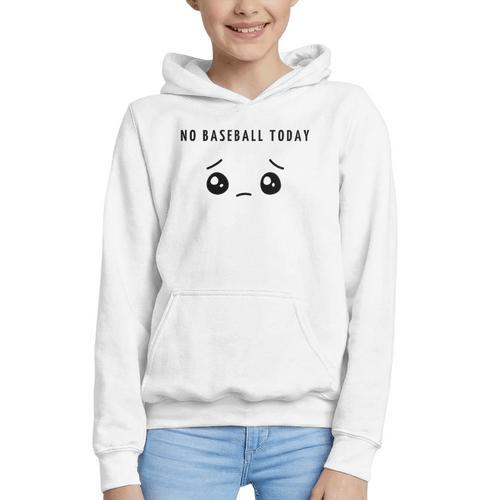 No Baseball Today Minimalist Sad Face Baseball Lover Graphic Youth Hoodie - Sportilla