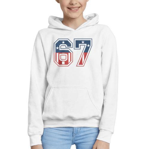 Number 67 USA Raglan Baseball Tee Graphic Youth Hoodie - Sportilla