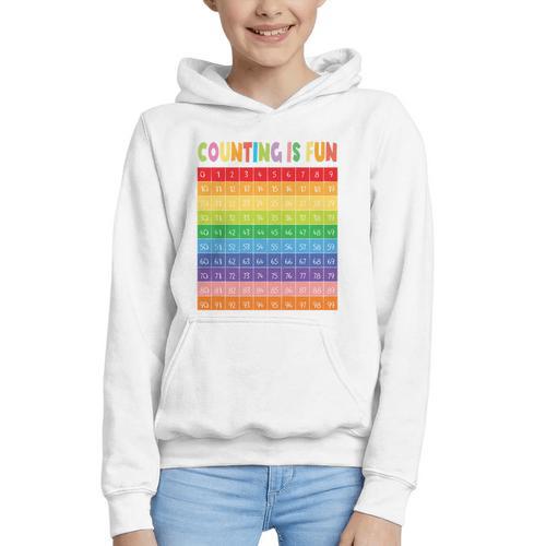 Numbers Learning Cute Numbers 0-100 Back To School Counting Graphic Youth Hoodie - Savourry
