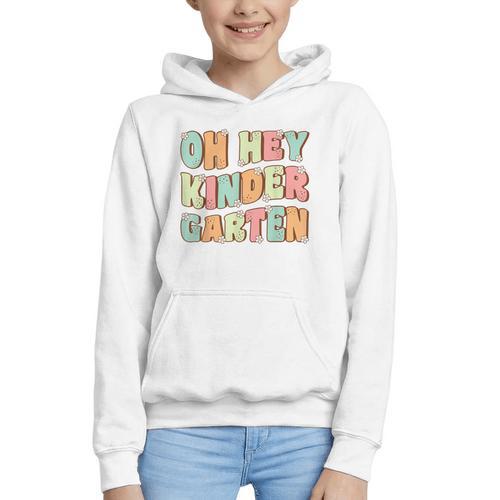 Oh Hey Kindergarten Cute Groovy Back To School Kindergarten Graphic Youth Hoodie - Savourry