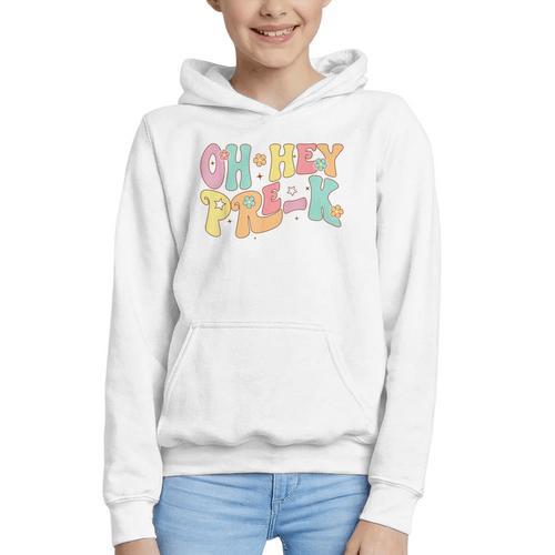 Oh Hey Pre-K Groovy Retro First Day Back To School Graphic Youth Hoodie - Savourry