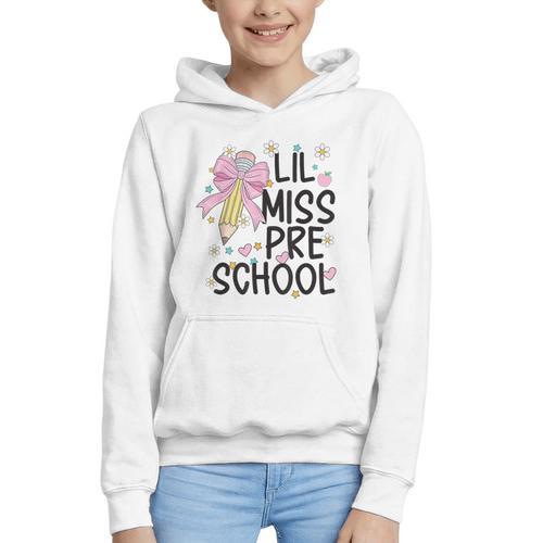 Preschool Little Miss Back To School Girls Kids Preschool Graphic Youth Hoodie - Savourry