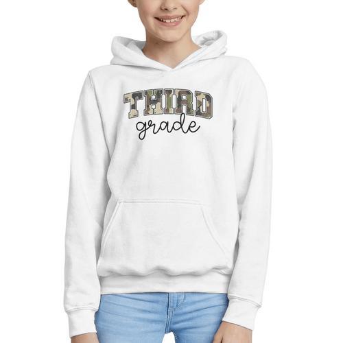 Retro Third Grade Old Camo Back To School Girl Boy 3rd Grade Graphic Youth Hoodie - Savourry