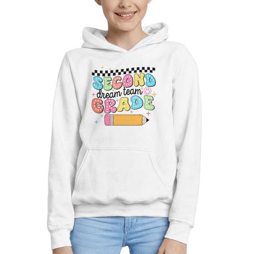 Second Grade Dream Team Back To School First Day Of School Performance Graphic Youth Hoodie - Savourry