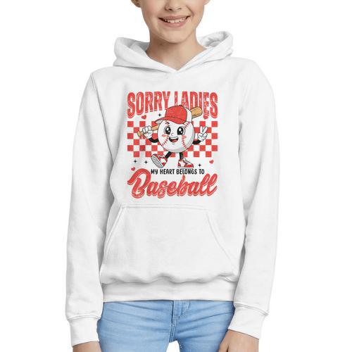 Sorry Ladies My Heart Belongs To Baseball Valentines Boys Graphic Youth Hoodie - Sportilla