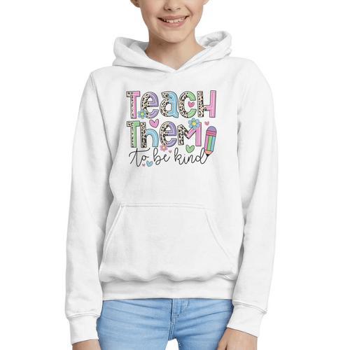 Teach Them To Be Kind Leopard Kindergarten Back To School Graphic Youth Hoodie - Savourry