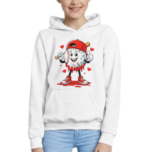Valentine Baseball Heart Sports Men Boys Kid Graphic Youth Hoodie - Sportilla