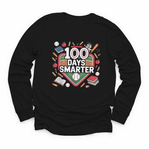 100 Day Baseball School Sports Kids Youth Long Sleeve Tee - Sportilla