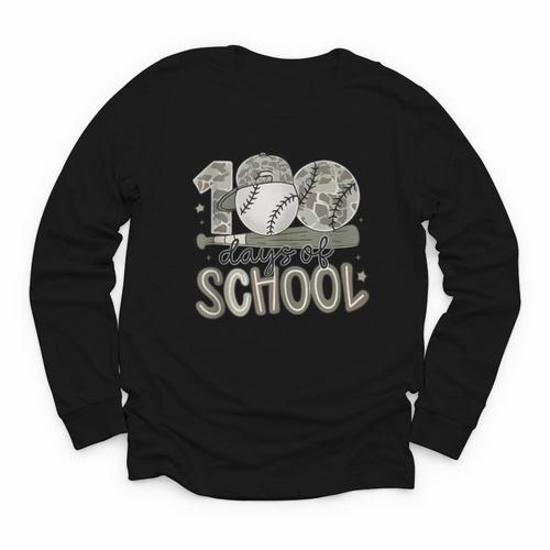 100 Days Of School Baseball Cap Boy School Teacher Youth Long Sleeve Tee - Sportilla