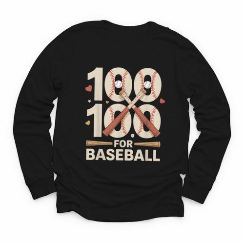 100 Days Of School Baseball Love Valentine’s Day Men Women Youth Long Sleeve Tee - Sportilla