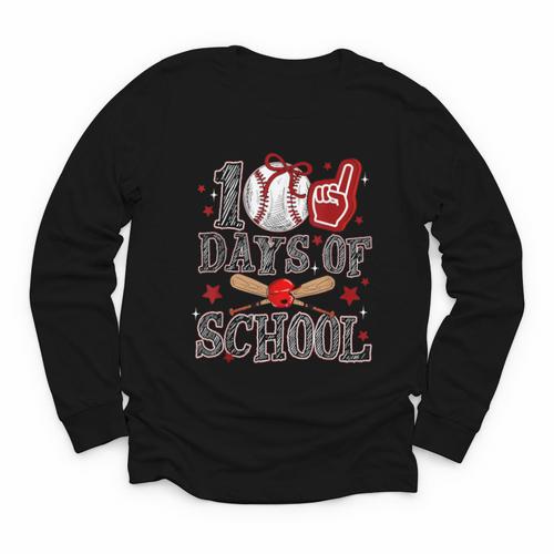 100 Days Of School Baseball Teacher 100 Days Smarter Student Youth Long Sleeve Tee - Sportilla