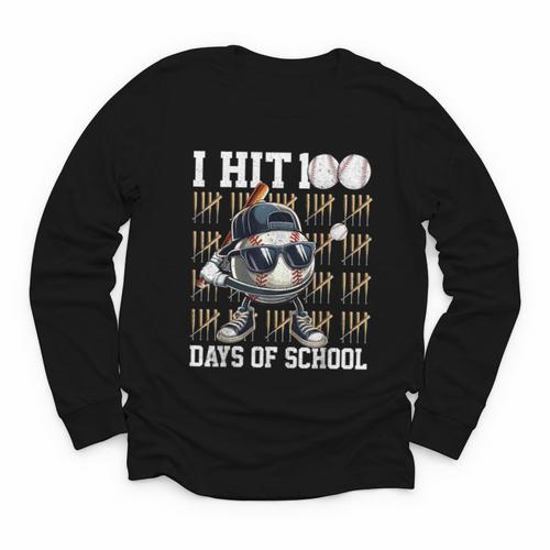 100 Days Of School Boys Kids 100th Day Balls Baseball Kids Youth Long Sleeve Tee - Sportilla