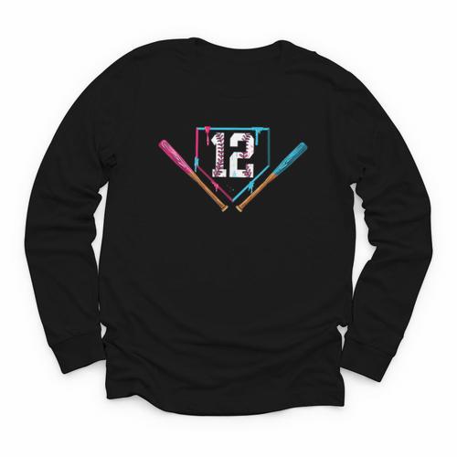 12th Birthday Baseball Ice Cream Drip 12 Years Old Boy Kids Youth Long Sleeve Tee - Sportilla