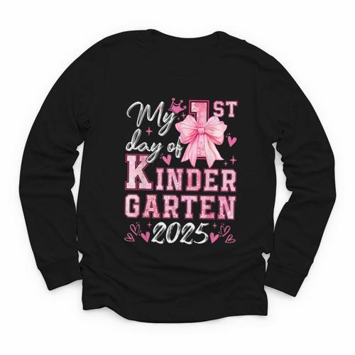 My 1st Day Of Kindergarten 2025 Back To School Girls Youth Long Sleeve Tee - Savourry