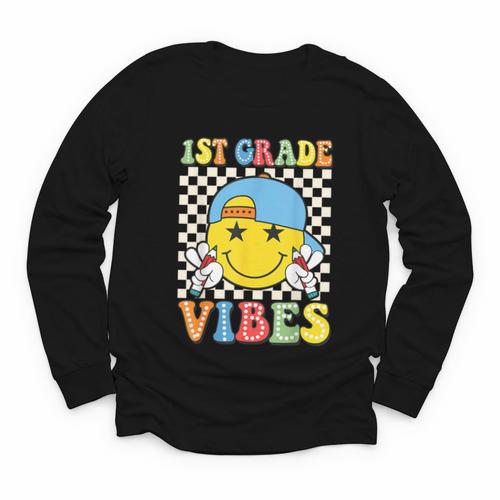 1st Grade Vibes Kids Back To School Class First Grade Boys Youth Long Sleeve Tee - Savourry