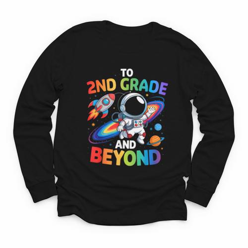 2nd Grade And Beyond Second Grade Astronaut Back To School Youth Long Sleeve Tee - Savourry