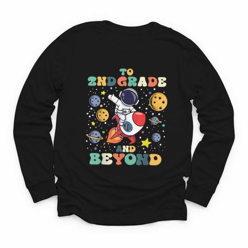 To 2nd Grade And Beyond Second Astronaut Back To School Youth Long Sleeve Tee - Savourry