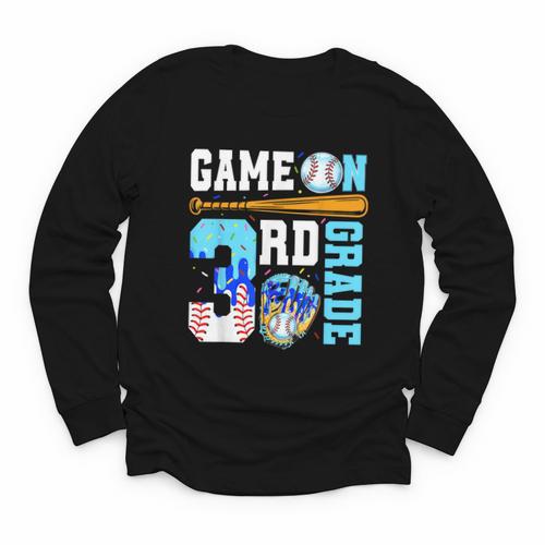 3rd Grade Back To School Baseball Drip Ice Cream Game On Youth Long Sleeve Tee - Savourry