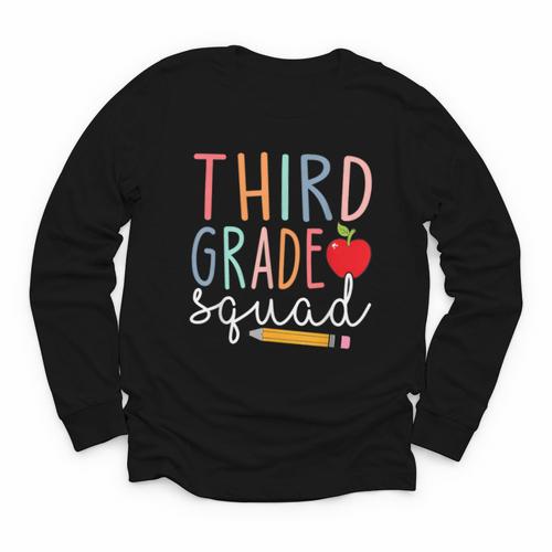 3rd Grade Squad Tshirt Third Grade Back To School Youth Long Sleeve Tee - Savourry