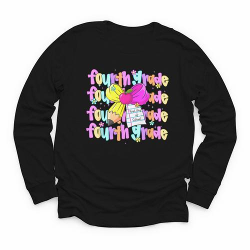 4th Grade For Girls Back To School First Day Fourth Grade Youth Long Sleeve Tee - Savourry