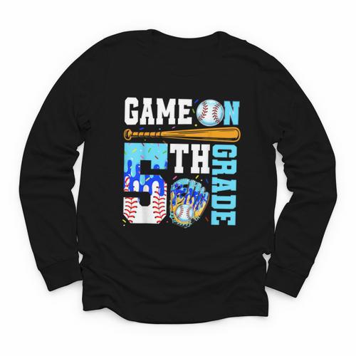 5th Grade Back To School Baseball Drip Ice Cream Game On Youth Long Sleeve Tee - Savourry