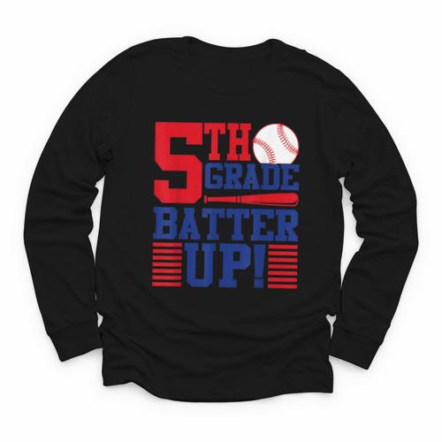 5th Grade Batter Up Back To School Fifth Grade Baseball Boys Youth Long Sleeve Tee - Savourry