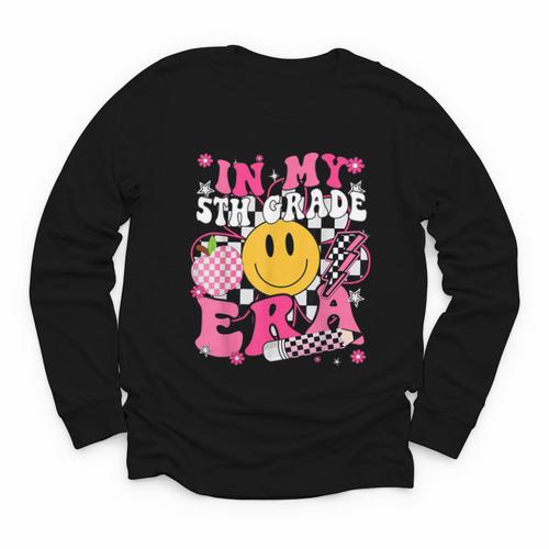 In My 5th Grade Era First Day Of School Back To School Retro Youth Long Sleeve Tee - Savourry