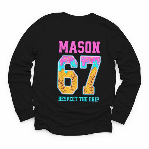 6 7 Mason Baseball Drip Youth Long Sleeve Tee - Sportilla