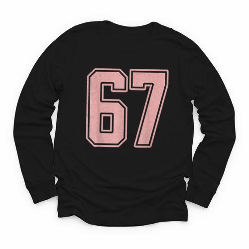 6 7 Number 67 Baseball Meme Tee For Women Youth Long Sleeve Tee - Sportilla