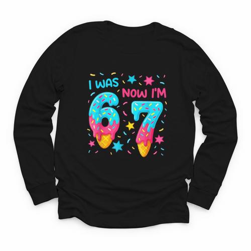 I Was 6 Now I'm 7 67 Birthday Baseball Drip 7 Year Old Youth Long Sleeve Tee - Sportilla