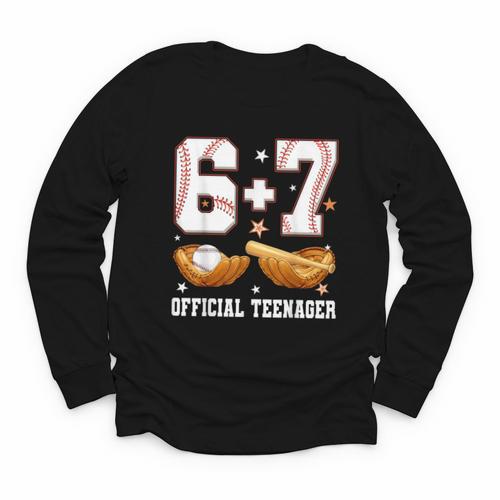 67 13 Year Old Official Teenager Baseball Boy 13th Birthday Youth Long Sleeve Tee - Sportilla