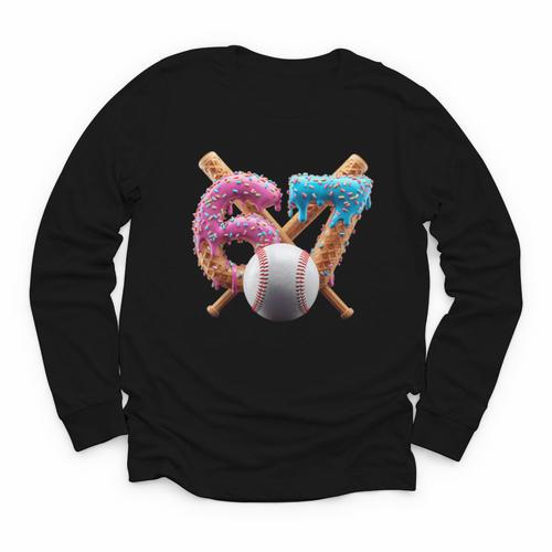 67 Baseball Ice Cream Drip Kids Youth Youth Long Sleeve Tee - Sportilla