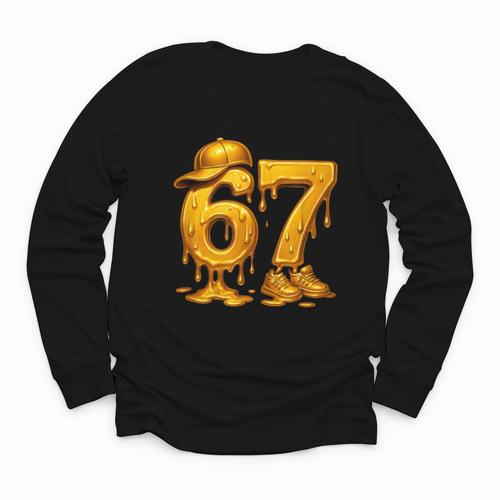 67 Brain Rot Meme Baseball Ice Cream Drip For Kids & Teens Youth Long Sleeve Tee - Sportilla
