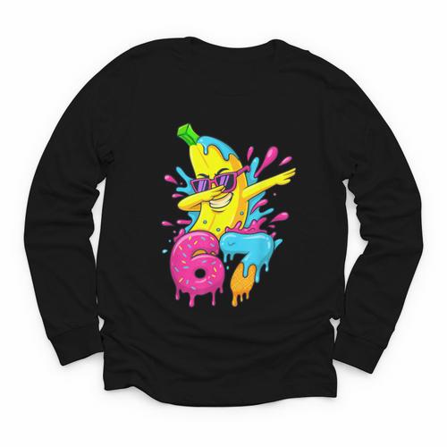 67 Dabbing Banana Baseball 6 7 Dripping Ice Cream Meme Youth Long Sleeve Tee - Sportilla