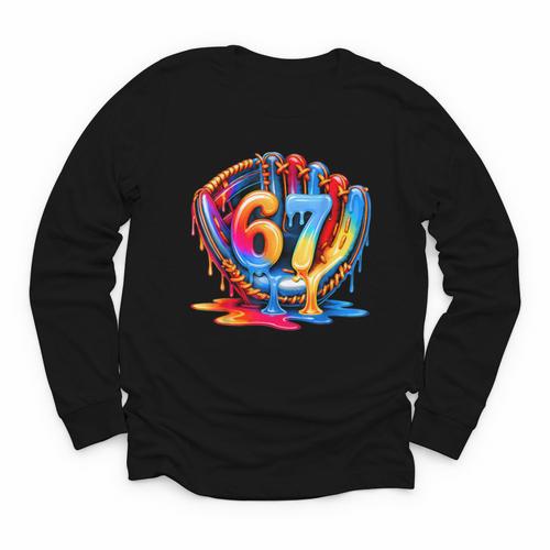 67 Drip Baseball Life Style 101 Apparel Youth Drip Kids Meme Youth Long Sleeve Tee - Sportilla