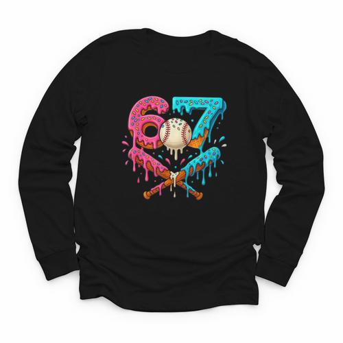 67 Ice Cream Drip Baseball Meme – Six Seven Gen Alpha Youth Long Sleeve Tee - Sportilla