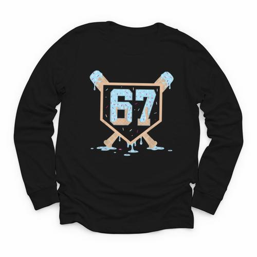 67 Ice Cream Drip Baseball Meme Six Seven Gen Alpha Youth Long Sleeve Tee - Sportilla