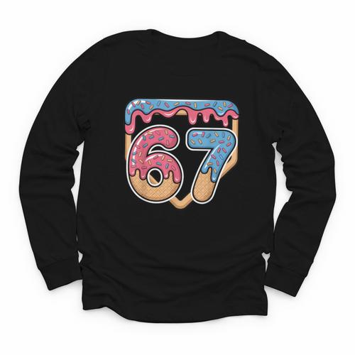 67 Ice Cream Drip Meme Baseball Youth Long Sleeve Tee - Sportilla