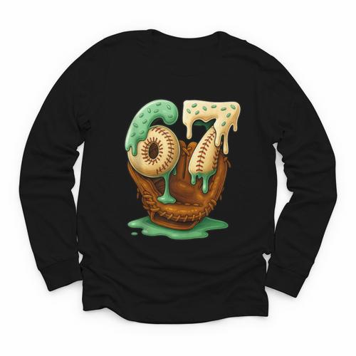 67 Ice Cream Drip Six Seven Baseball Youth Long Sleeve Tee - Sportilla