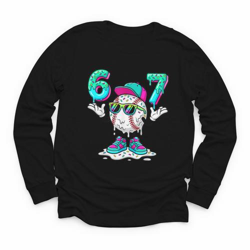 67 Meme Six Seven 6 7 Meme Baseball Drip Youth Long Sleeve Tee - Sportilla