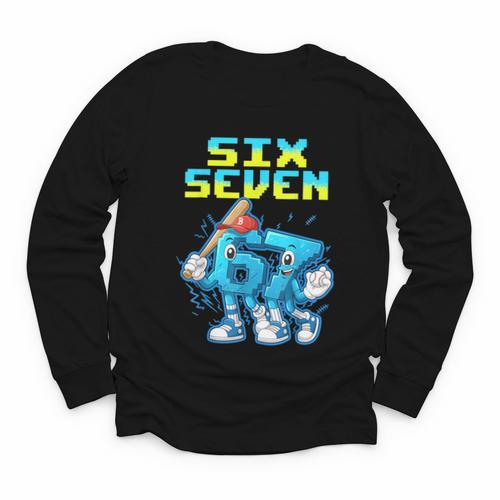 67 Six Seven 6-7 Italian Brainrot Kids Baseball Meme Youth Long Sleeve Tee - Sportilla