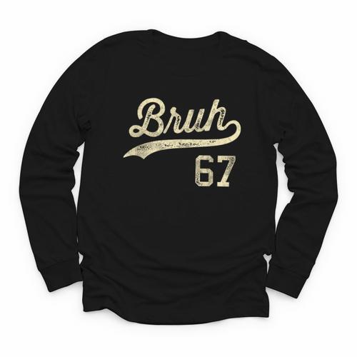 67 Six Seven Bruh Meme Baseball Style Vintage Youth Long Sleeve Tee - Sportilla