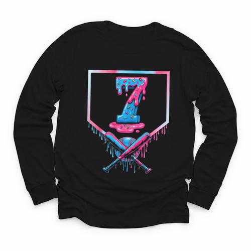 67 Six Seven Meme Baseball Ice Cream Drip 67 Gen Alpha Slang Youth Long Sleeve Tee - Sportilla