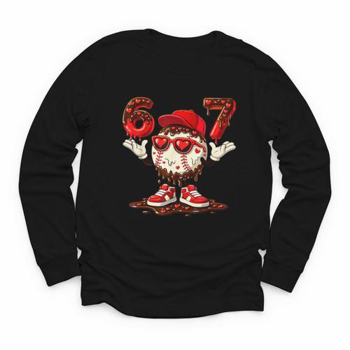 67 Valentine Day Baseball Chocolate Ice Cream Drip Youth Long Sleeve Tee - Sportilla