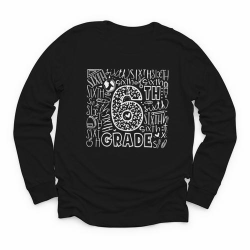 6th Grade Typography Team Sixth Grade Back To School Youth Long Sleeve Tee - Savourry
