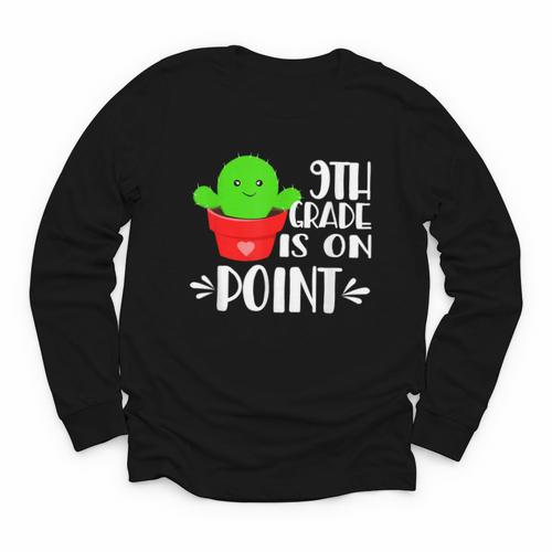 9th Grade Is On Point Cactus Back To School Youth Long Sleeve Tee - Savourry